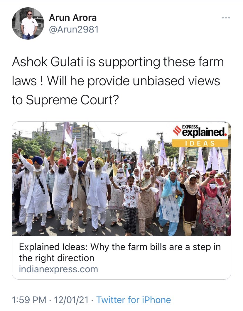 Arun2981's tweet photo. Mitron, all 4 members of committee formed by SC supported these farm laws ! 

Sorry Saheb....yeh public ha ye sab jaanti hai ! 

Pls RT and amplify https://t.co/NeNwkH53aw