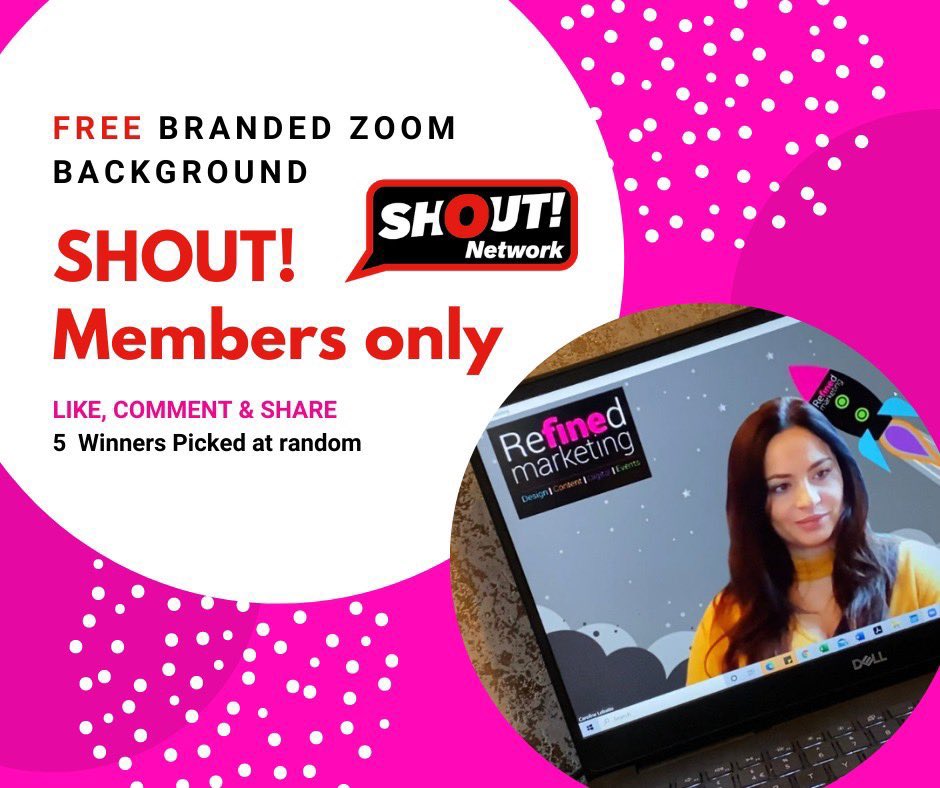 1 WEEK LEFT TO GET INVOLVED! 

The brand specialists at <a href="/Refined_Team/">Refined Marketing</a> are giving away FREE branded backgrounds to 5 SHOUT! Members.

Offer ends 15th January 2021.

Like – Comment &amp; Share this post - telling us why you need a pro’ to design your Zoom background.