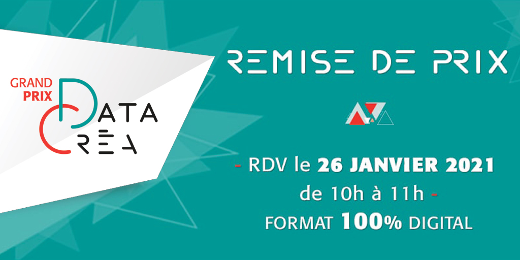 🔔 SAVE THE DATE 🔔

Découvrez le palmarès du Grand Prix DataCréa dans une émission 100% digitale le 26 janvier prochain de 10h à 11h.

⏰ Il est encore temps de vous inscrire ➡ lnkd.in/eFRZMyY