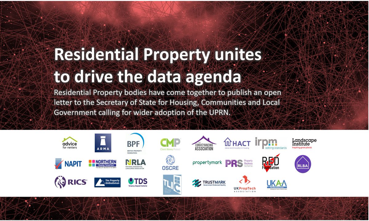 Today, along with others leading organisations, we have signed an open letter to @mhclg urging action to support the wide use of a #UPRN across the whole residential property sector for the benefit of residents, society and the economy irpm.org.uk/uprn