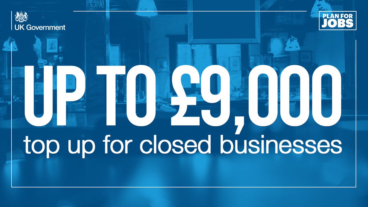 SciTechgovuk's tweet image. Businesses closed by law can claim cash grants of up to £9,000 per property during lockdown. This is on top of existing grants of up to £3,000 a month. 

Find out more about coronavirus business support: orlo.uk/mJLJf

#BackingBusiness #PlanForJobs