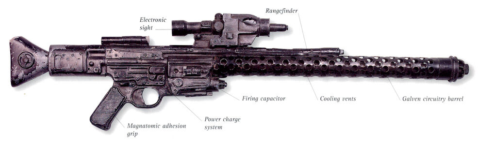 - En cambio, los Snowtroopers de élite o avanzados portan un Rifle DLT-20A en sustitución del E-11 y dos granadas de aturdimiento.