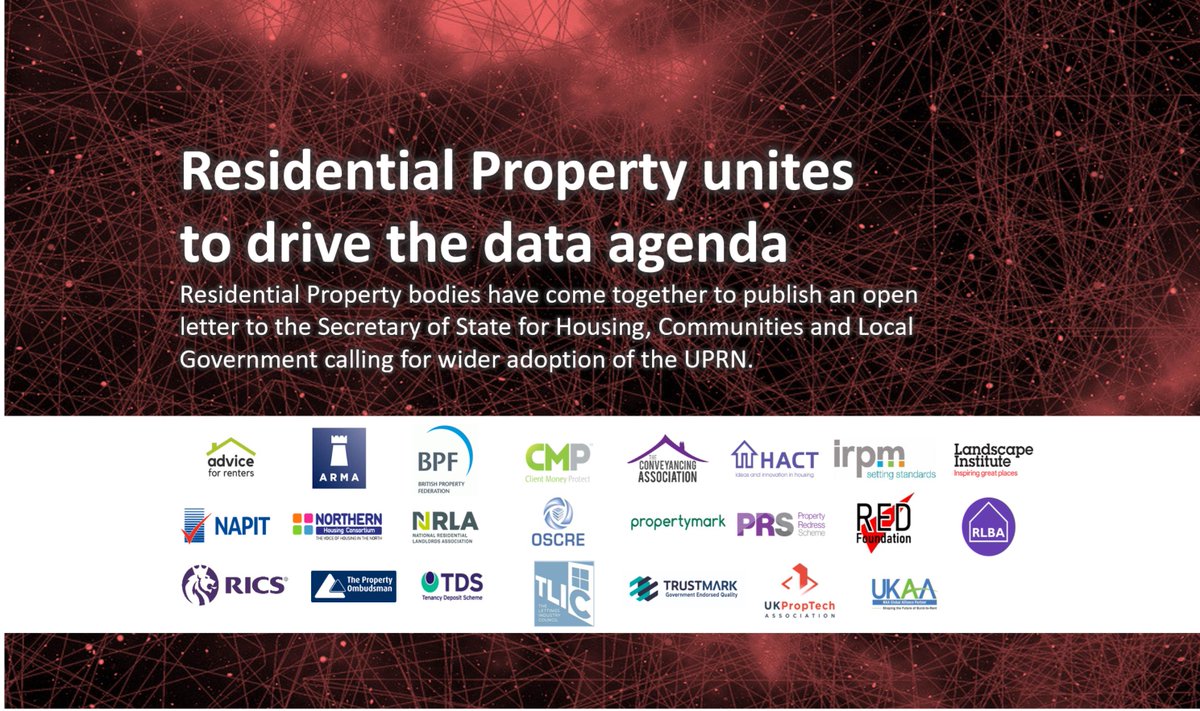 Delighted to be a part of the residential property sector coming together to improve the use of data through the use of the #UPRN. theredfoundation.org/uprn #PropTech #Data #residential
