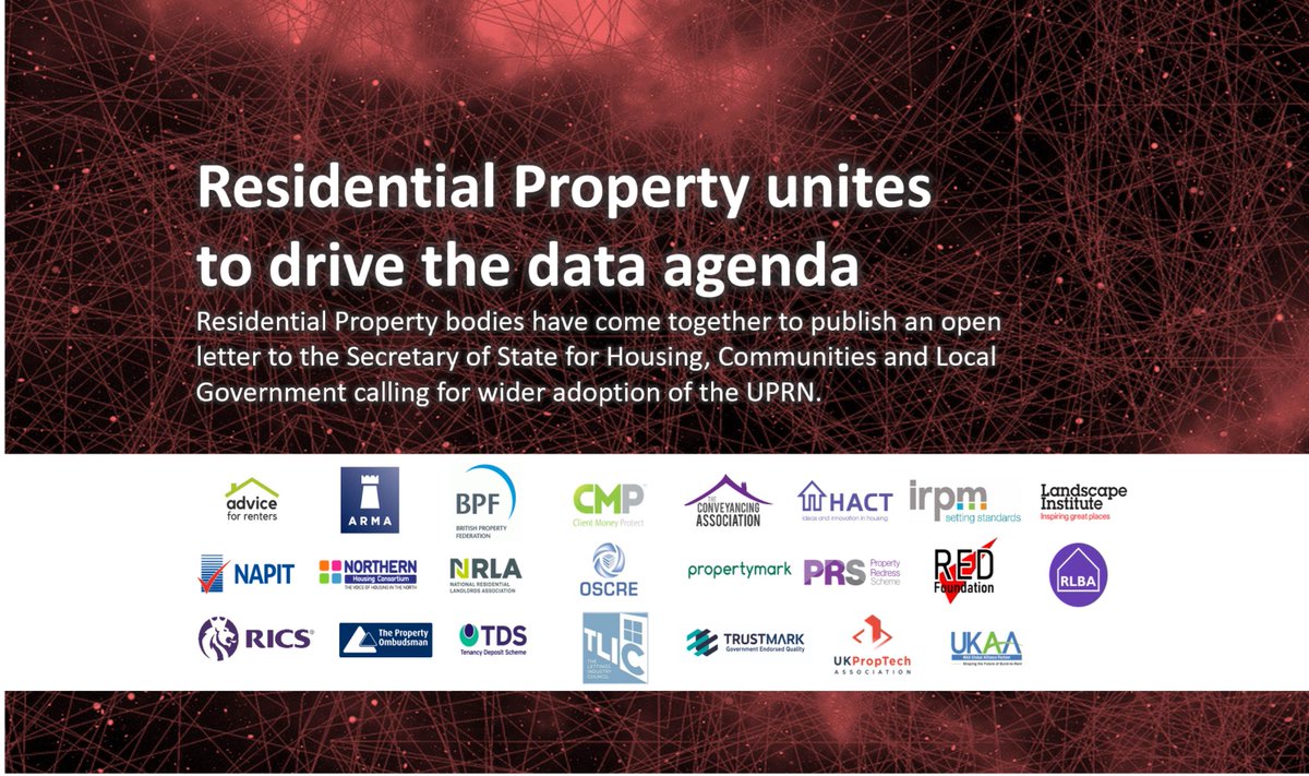 Delighted to be a part of the residential property sector coming together to improve the use of data through the use of the #UPRN.

theredfoundation.org/uprn

#PropTech #Data #residential