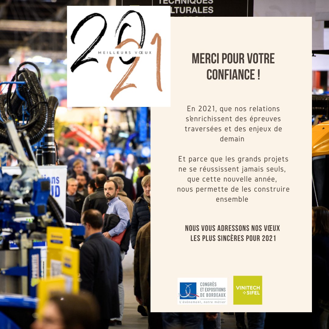 vinitechsifel's tweet photo. Merci à tous pour votre fidélité qui nous a poussé à relever de nouveaux défis, merci à nos exposants, partenaires, pour leur confiance et leur engagement,
merci à toute la communauté de professionnels, médias … connectée autour de #VSVirtual 🙏
#VinitechSifel - 1/2 https://t.co/dzuiwT7twe