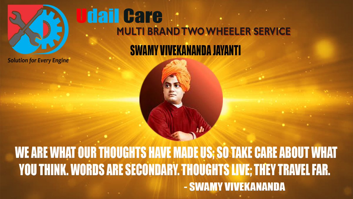 udailcare's tweet photo. Remembering some of the inspirational Quotes Of The Great leader Swami Vivekananda on His Birth Anniversary and National Youth Day is celebrated on Jan 12th to Honour  Him.
#udail #udailcare #youthday #bike #bikeservices #VivekanandaJayanti  #SwamiVivekananda #india #bangalore https://t.co/B9Hj7xxzYZ
