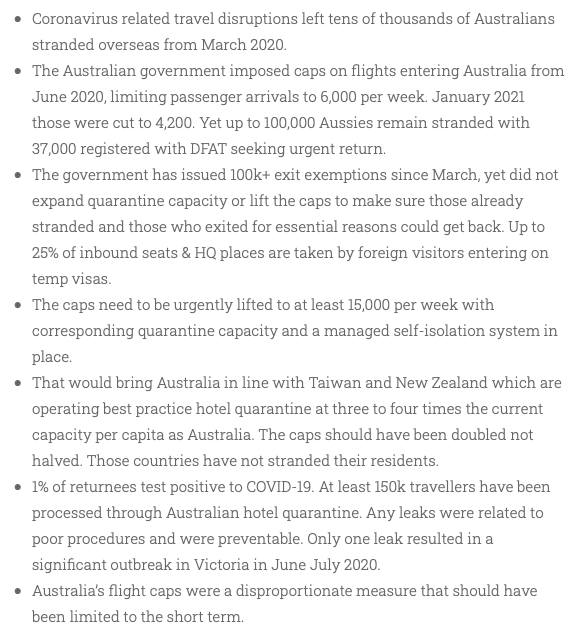 Updated: for those who don't want to read the whole blog the summary with the critical numbers is in my conclusion. Please share. The  #strandedAussies crisis boils down to an  #auspol failure with devastating consequences  https://estherrockett.com/2021/01/12/stranded-aussies-sacrificed-for-pandemic-politics-of-paranoia/#more-41133