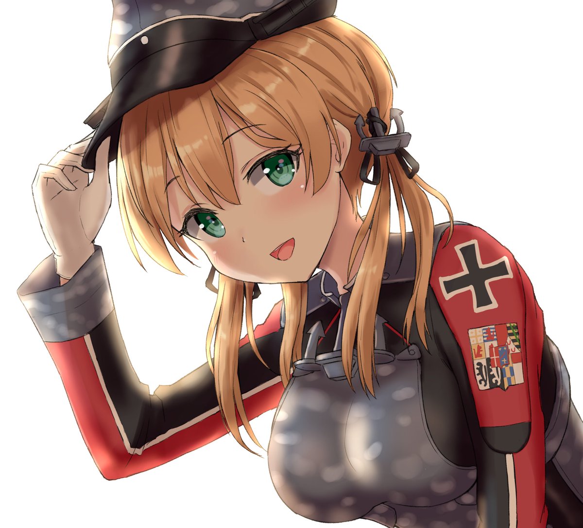 prinz eugen (kancolle) 1girl solo blonde hair hat anchor hair ornament twintails peaked cap  illustration images