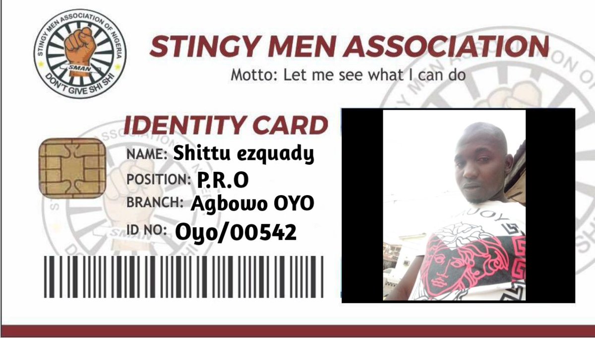 Rapsonguy_'s tweet photo. For your issued SMAN Identity card just give me d.m and follow, I follow bak ASAP, and your i.d card also ASAP #stingymenassociation #stingymenassociationofnigeria #SMAN #SMANnational no time guys we no get shishi🙌😁 https://t.co/eu5T1gIjmf