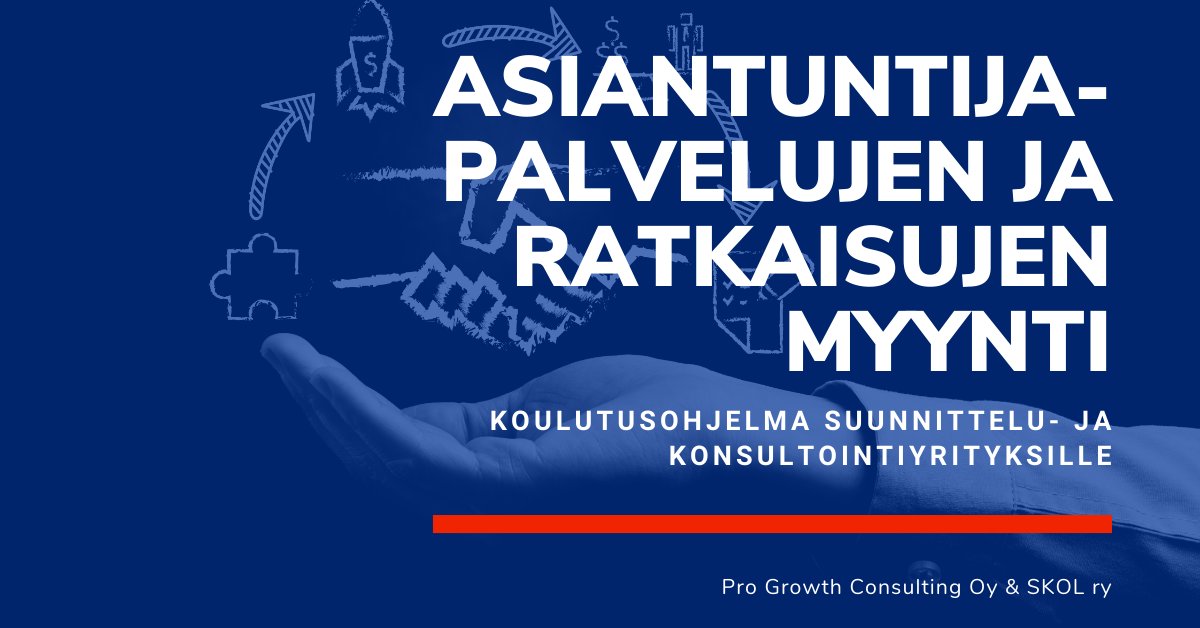 ProGrowthFi's tweet photo. Erinomaisia uutisia suunnittelu- ja konsultointiyrityksille: starttaamme asiantuntijapalveluiden myyntiin keskittyvän, täysin uuden koulutusohjelman maaliskuussa 2021 yhteistyössä @SKOLry ja ELY. Lisää tietoa https://t.co/BlrFYTV7CD https://t.co/803GSNmVyS