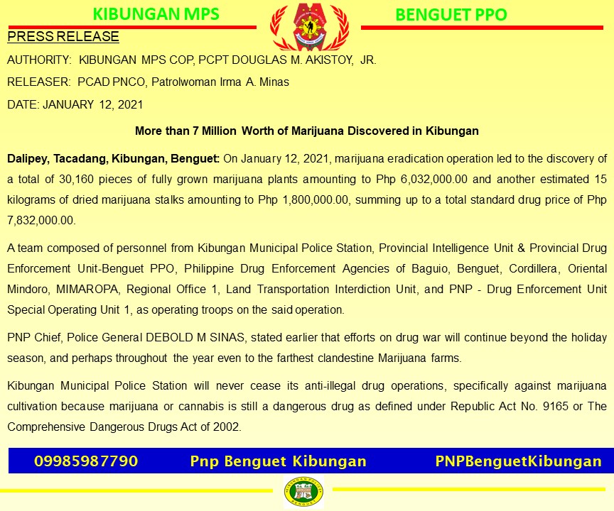 PNPKibungan's tweet photo. LOOK: More than 7 Million Worth of Marijuana Discovered at Sitio Dalipey, Tacadang Kibungan.
#TeamPNP #PNPPATROLPLAN2030 #pnplabansadroga https://t.co/kiuro7eqdG