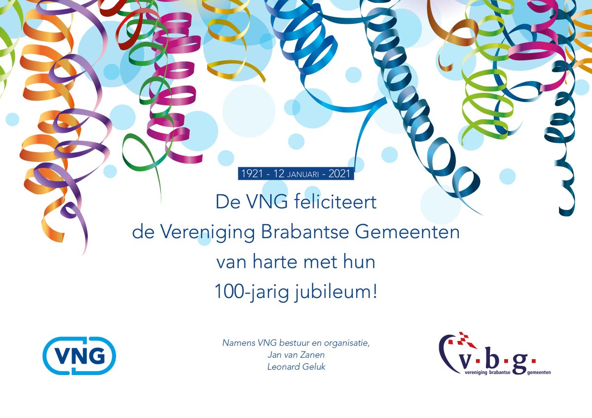 Vandaag bestaat de Vereniging Brabantse gemeenten 100 jaar!  Met voorzitter <a href="/Mariekemoorman/">marieke moorman</a> en secretaris <a href="/CoenBoode/">Coen Boode</a> <a href="/VBGemeenten/">Vereniging Brabantse Gemeenten</a>