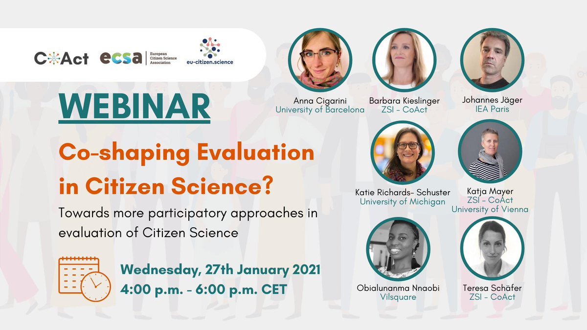 We are excited to start the year with our webinar Co-shaping evaluation in Citizen Science in collaboration with <a href="/EUCitSciProject/">European Citizen Science</a>  and <a href="/EuCitSci/">European Citizen Science Association</a>.

 📅 Jan 27, 2021
 🕙 4-6pm CET

 ➡️ Read more and register here bit.ly/35vc19q