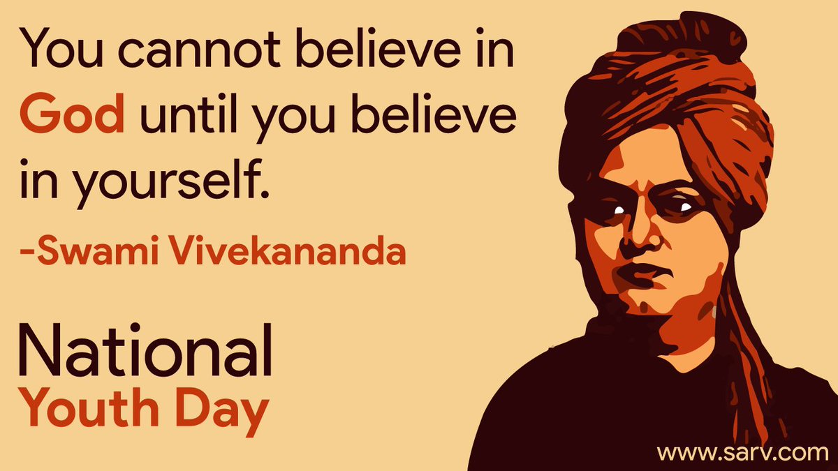 Happy Vivekananda Jayanti and Happy National Youth Day. #Sarv #youthday #youth #VivekanandaJayanti #HappyNationalYouthDay #YOUTHDAY2021 #Vivekananda #स्वामीविवेकानंद