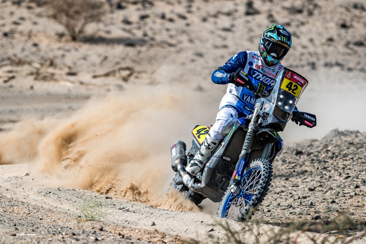 🇸🇦 @MonsterEnergy Yamaha Rally Team’s @A_Vanbeveren is running strongly in the 574km Stage 9 at the 2021 @dakar. The Frenchman lies third and just 10:35s behind the leader as they approach the penultimate checkpoint. #YamahaRacing | #RallyRaid | #Dakar2021