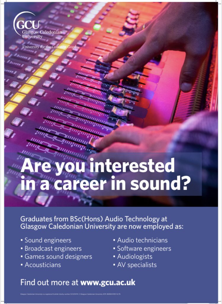 GCURecruitment's tweet photo. Are you interested in a career in sound?🎙

Studying Audio Technology can open up employment opportunities not just in the UK but around the world 🌎. 

#STEM https://t.co/lBaAgierB7