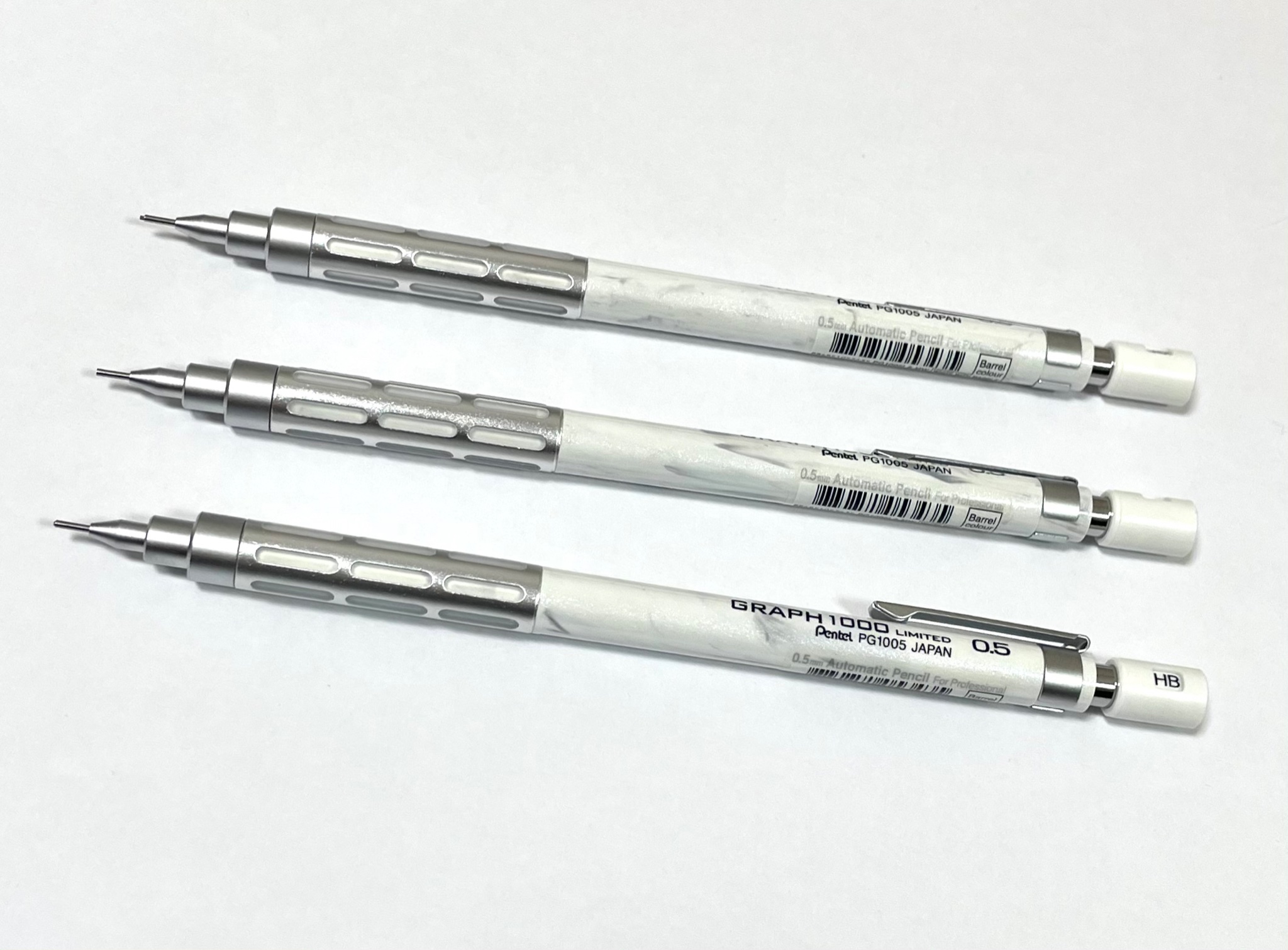 グラフ1000 パールホワイト 0.5mm 韓国限定 マーブル ぺんてる 白い