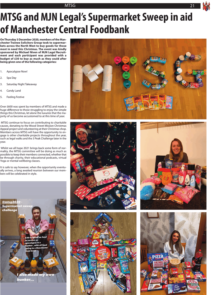 MJNLegal's tweet photo. Great to see our recent fundraiser with @mcrtsg for @McrFoodbank has made the @ManLawSoc magazine! https://t.co/n7ightDL2Z