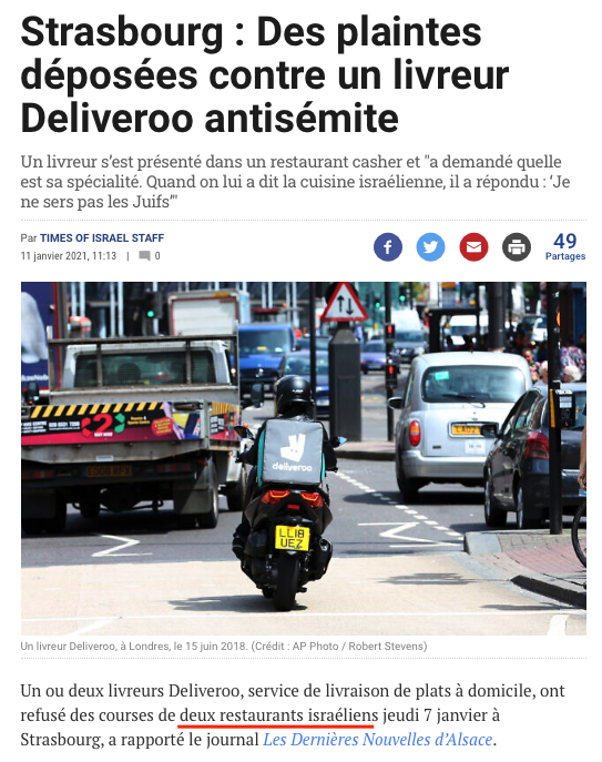 Deliveroo : un livreur 