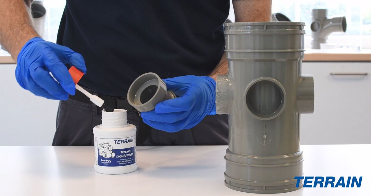 PolypipeBS's tweet photo. When solvent jointing of any PVCu and ABS pipes and fittings, make sure you use our Terrain low VOC Solvent Weld for best results. 

#Terrain #SolventWeld https://t.co/3VvBmHKdt2
