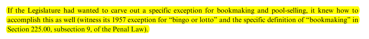 "If the Legislature had wanted to carve out a specific exception for bookmaking and pool-selling, it knew how to accomplish this as well (witness its 1957 exception for “bingo or lotto” and the specific definition of “bookmaking” in Section 225.00, subsect. 9, of the Penal Law).
