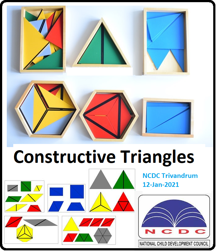 NcdcTrivandrum's tweet image. Constructive Triangles help the child understanding shape, size and colours. It introduces the child to the concept of visual images that may be combined to form different shapes.
#constructivetriangles #ncdc #montessori #preprimary #ttc #teachertraining  #onlineclasses