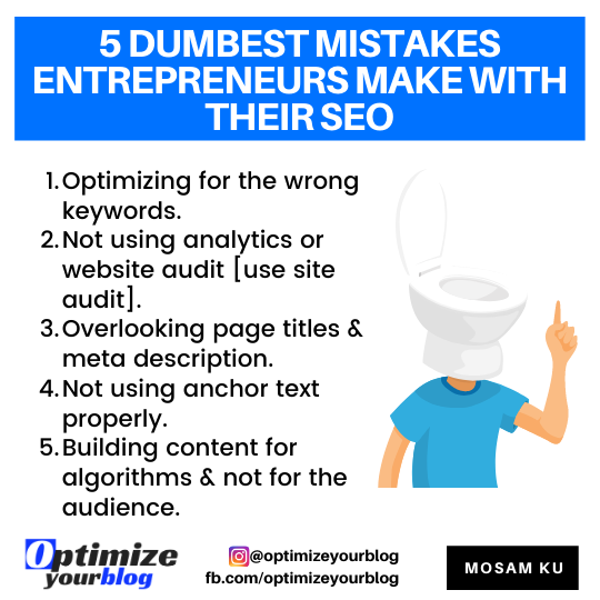 optimizeurblog's tweet photo. 5 dumbest mistakes entrepreneurs make with their SEO
#mistakesentrepreneursdo #entrepreneurs #SEO #audit #SEOaudit update #GoogleAlgoUpdate #algorithm # #optimizeyourblog #OYB #optimizeyourcontent #optimization #SEO #mosamkumar #mawesome #mawesome_ku #optimizing https://t.co/foOwBExxlN