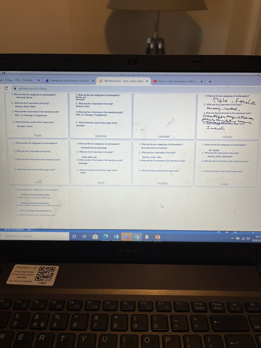 Online whiteboards- Setting students whiteboard background to quick recall questions. Students can fill in using text icon. I find this really useful at the start of the lesson for students to complete whilst we wait for everyone to log on. Great with large classes 👍🏼