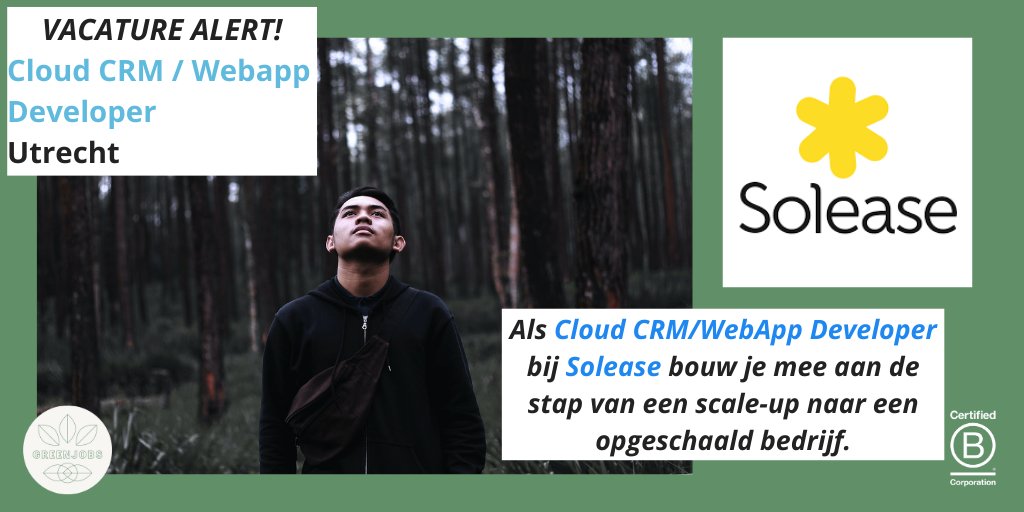 VACATURE ALERT! Ben jij de nieuwe Cloud CRM / WebApp Developer van Solease? lnkd.in/eiAGFzE

#vacatures #solease #IT #cloudengineer #cloudinfrastructure #developerjob #developer #impact #duurzaamheid #sustainabilityjobs #sustainabilitymatters #bcorp #utrecht