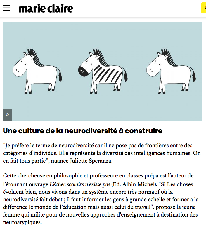 julsperanza's tweet photo. Merci à @marieclaire_fr pour cette interview et pour cet article passionnant sur les atypiques et la #neurodiversité, qui rapporte les analyses de différents spécialistes du sujet. #presse #atypique #pédagogie #diversité
#autisme #tdah #Dyslexia #hpi #livre #lesnp #marieclaire https://t.co/h1Ajgp6CZK