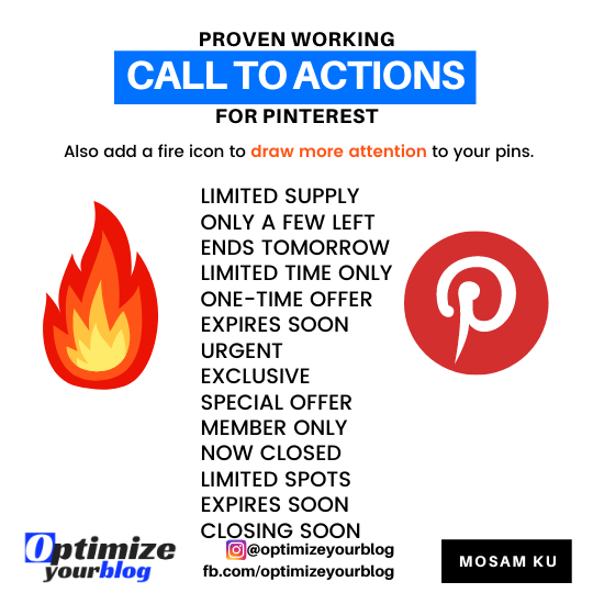 optimizeurblog's tweet photo. Proven Working Call to Actions:
#CTC #CallToAction #LimitedSupply #OnlyAFewLeft #ClosingSoon #optimizeyourblog #oyb #eatsleepoptimizerepeat #mosam #mawesome #mosamku #mawesomeku #livingthelaptoplifestyle #laptoplifestyle https://t.co/ibhATuA1U9