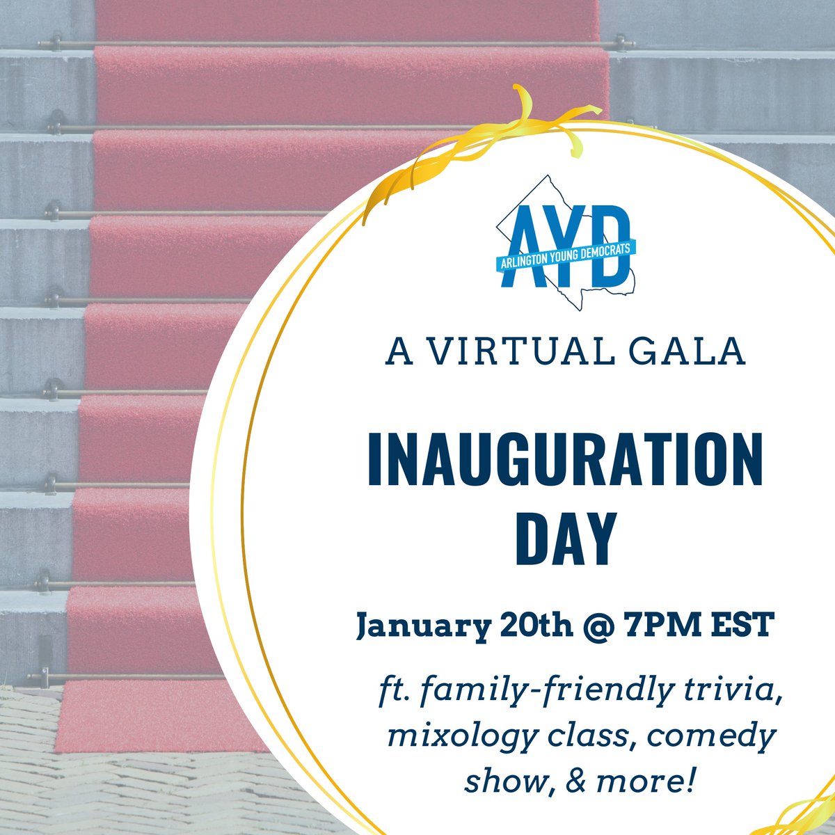 If you are looking for place to hang out for the #Inauguration2021, join the #Arlingtonyoungdems for a #virtualgala. Register here: fb.me/e/1Q9PQRVse