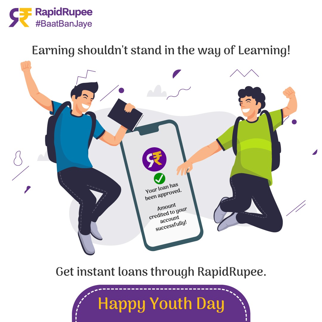 This #InternationalYouthDay, we pledge to make education more inclusive and accessible for all youth. Just download the RapidRupee app and get loans in no time.
Get the App Now - bit.ly/DownloadRapidR…

 #Loans #Loan #Youths #Youth #HappyYouthDay #education #Aspirations #Goals