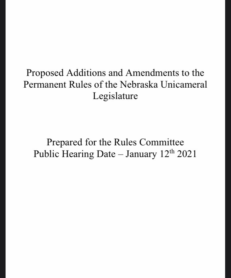 The rules committee will be considering the following proposed rule changes today at 1:30pm. A few good ones, several very bad. Let me know if you have questions/thoughts about a particular proposal!  #neleg
