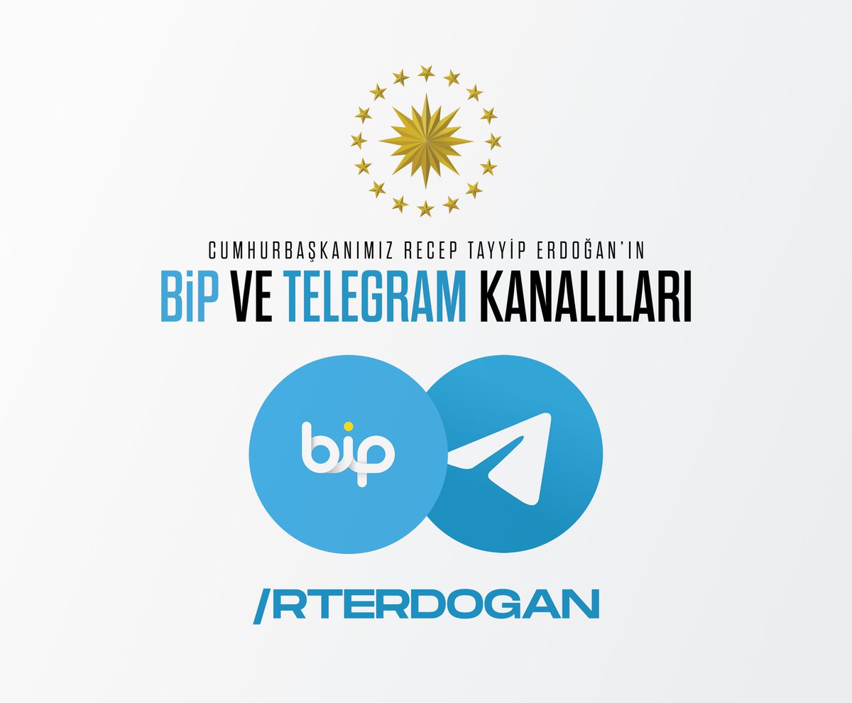 Cumhurbaşkanımız <a href="/RTErdogan/">Recep Tayyip Erdoğan</a>, haberleşme uygulamaları BiP ve Telegram’da.

Katılmak için;

BiP: channels.bip.ai/join/rterdogan 

Telegram: t.me/RTErdogan