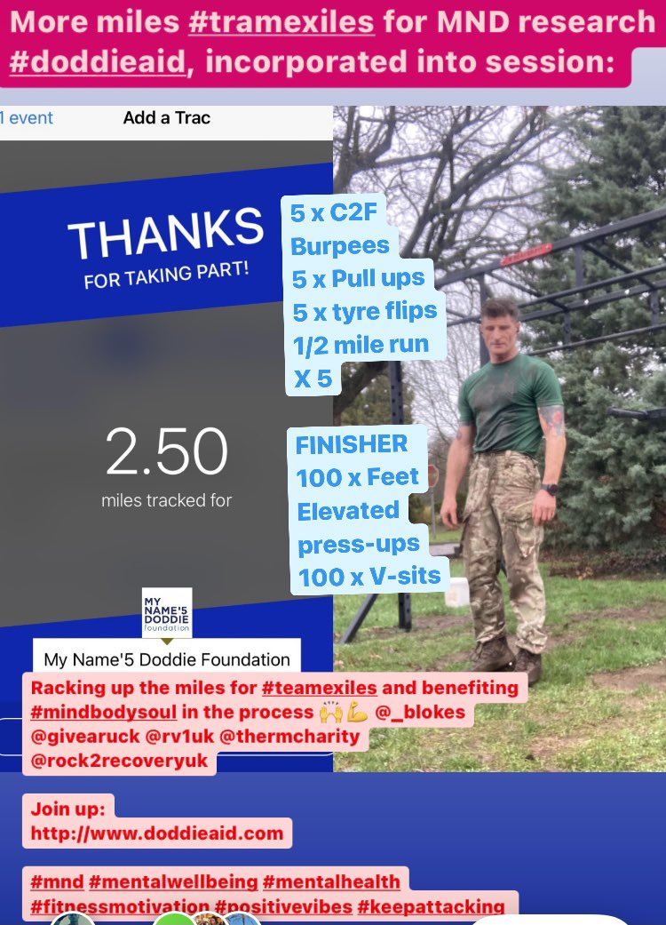 Racking up the miles for #teamexiles,incorporating into session and benefitting #mindbodysoul in the process. #doddieaid 
<a href="/MNDoddie5/">My Name'5 Doddie Foundation</a> @DoddieGump <a href="/MyName5DoddieHK/">Doddie Weir Dinner HK</a>

Let’s get involved
doddieaid.com

#mnd #mentalwellbeing #mentalhealth #keepattacking #positivevibes
