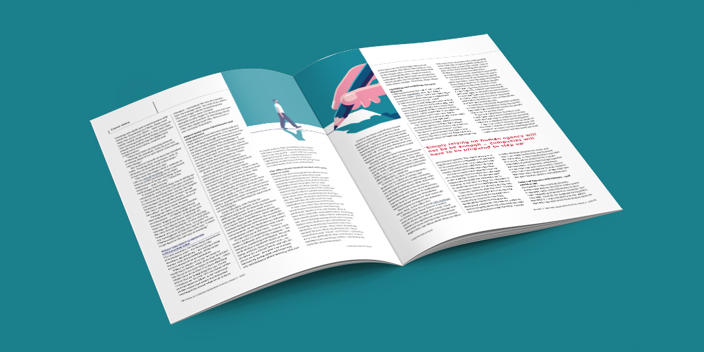 In print! An accompanying #illustration for Think magazine on what the future of work could look like.

#pandemic #Editorial #conceptualillustration #WorkFromHome #coronavirus