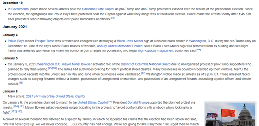 4/ Looking through these for ANY reference to violence, destruction, etc. Here is what I found:Fights between pro & anti-Trump people: - Nov 7 (4 arrested)- Nov 14- Nov 21 (1 arrested)- Dec 12 (23 arrested, instigated by Proud Boys)- Dec 19 (3 arrested)