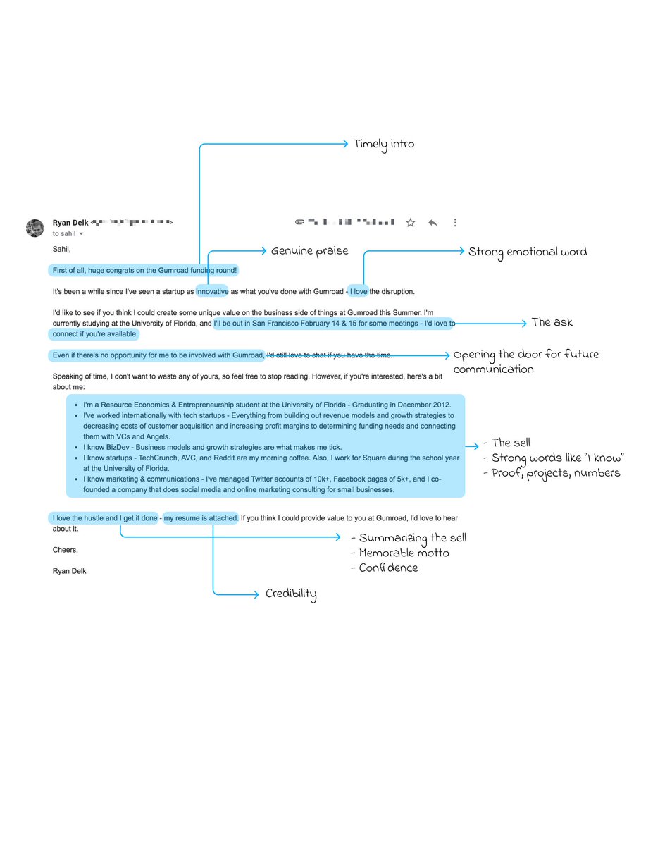 3/ Cold email from  @delk to  @shl (Founder of  @gumroad)Why it worked: great pitchSource:  https://bit.ly/39wdgX8&nbsp;