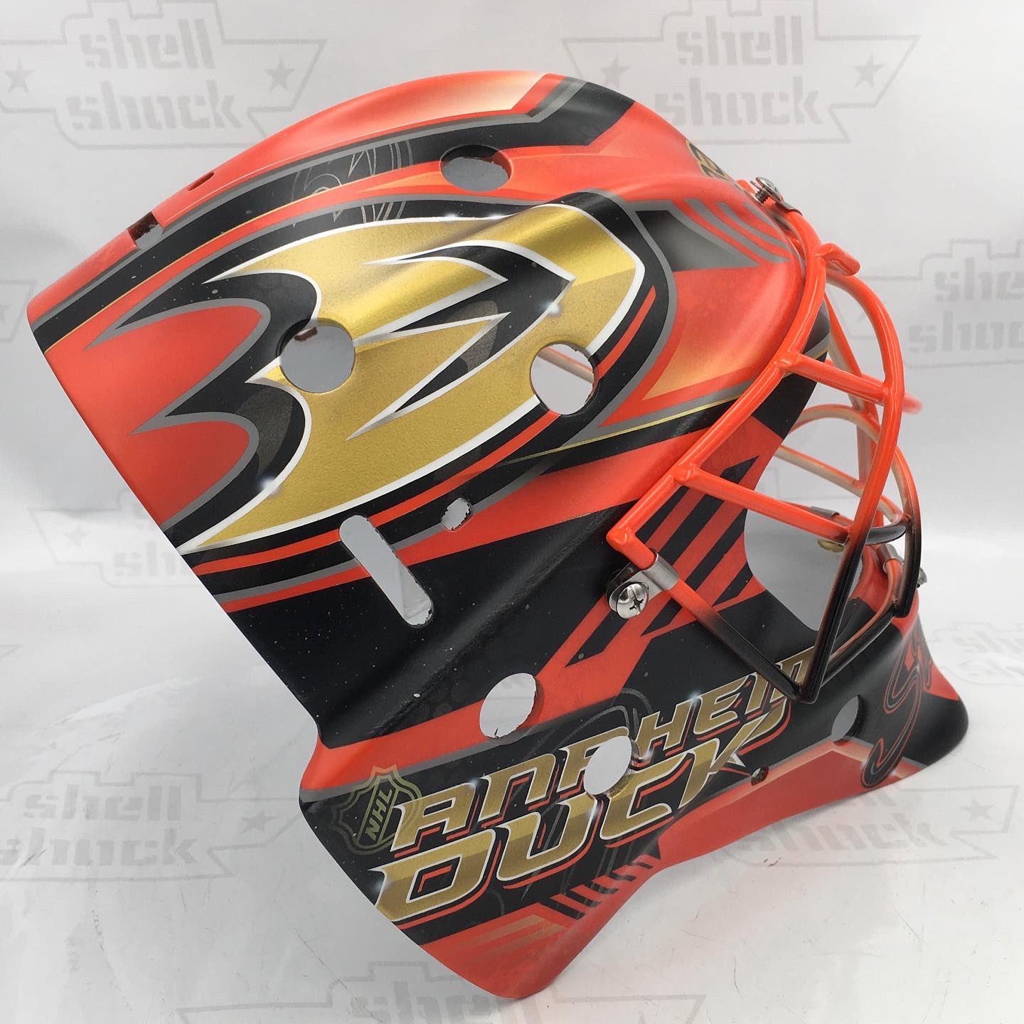 Shell Shock Designs on X: .@AnaheimDucks second mask unveil for Anthony  Stolarz featuring a modernized hypothetical version of legendary goalie  mask artist Greg Harrison featuring a super clean and crisp design finished