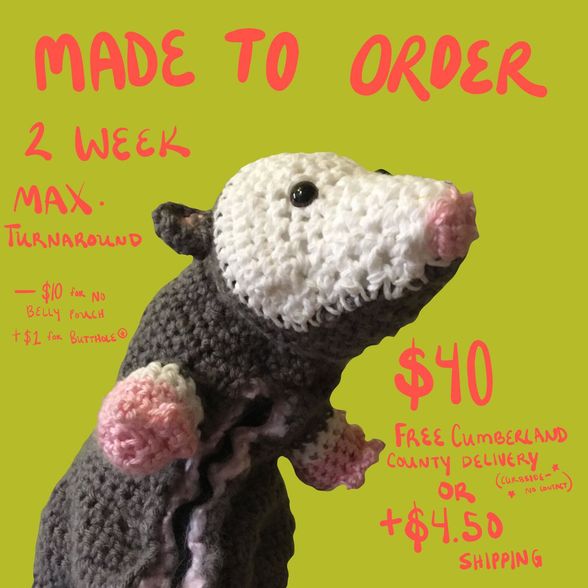 RatHandsPress's tweet photo. my opossums have been doing SO much better than I thought, my orders are already booked into march (-: https://t.co/Ig500YBMSv