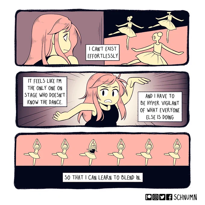 Heyoo #PortfolioDay I'm Bex!!

I make introspective comics about mental health, neurodiversity and my feeeeeelings ??
I post new #comics every Monday and Thursday!

I'm currently looking for comics work. Available immediately!

? https://t.co/Gyc6Nfkdy1
✉️ schnumn@outlook.com 