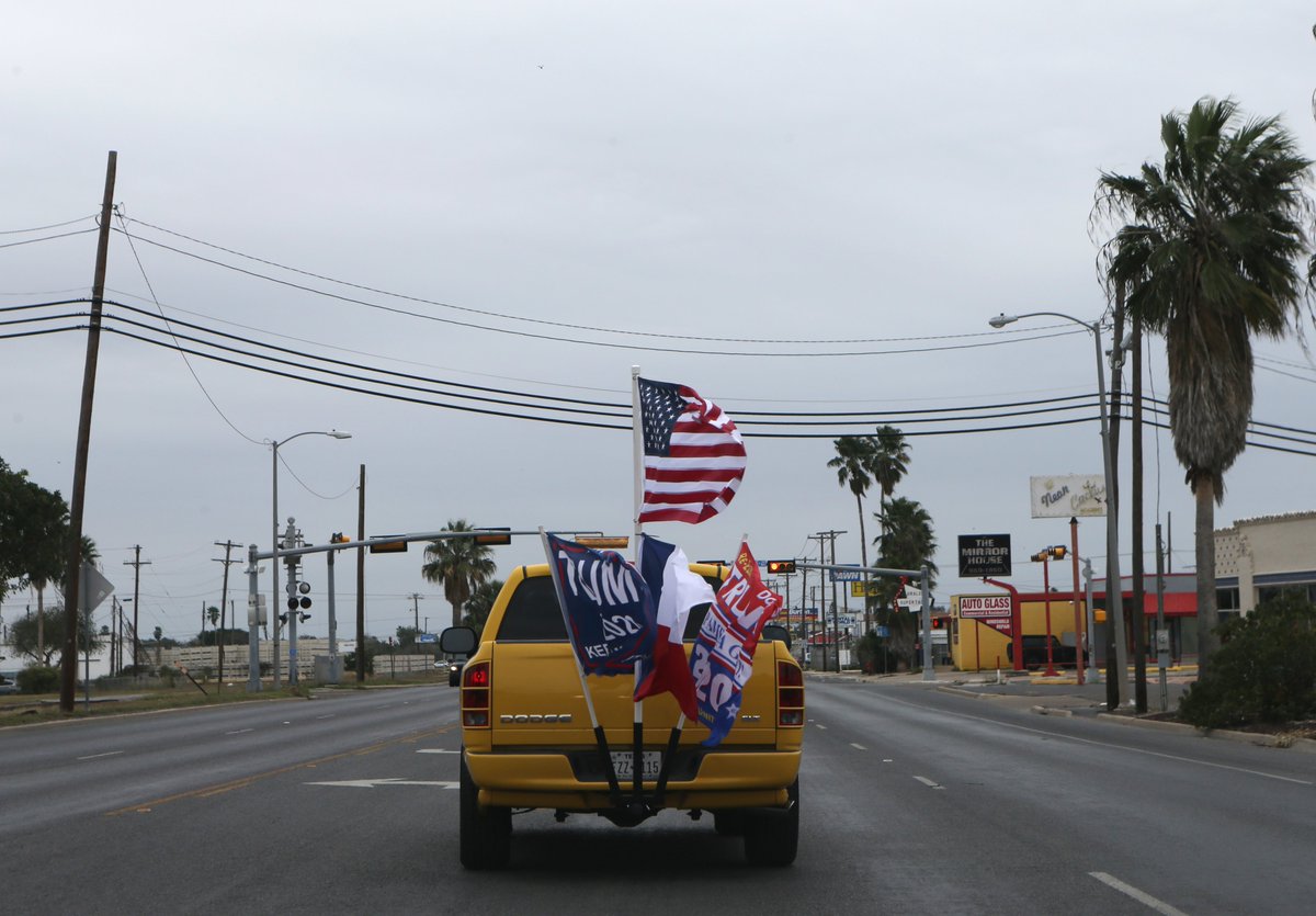 A truck with various Trump flags is seen before the President's visit at the Rio Grande Valley, Tuesday, Jan. 12, 2021. Follow <a href="/JohnnieMo/">John C. Moritz</a> and I as we cover the President's trip.
