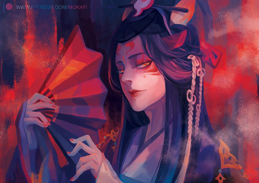 Soon Emperor Toba became ill and no medicine could cure him. A specialist from the Department of Onmyodo was brought in, Abe no Yasunari of the famed Abe clan of Onmyoji. Almost immediately he determined the truth: Tamamo-no-Mae was a kitsune!He laid a trap.: Mokafi