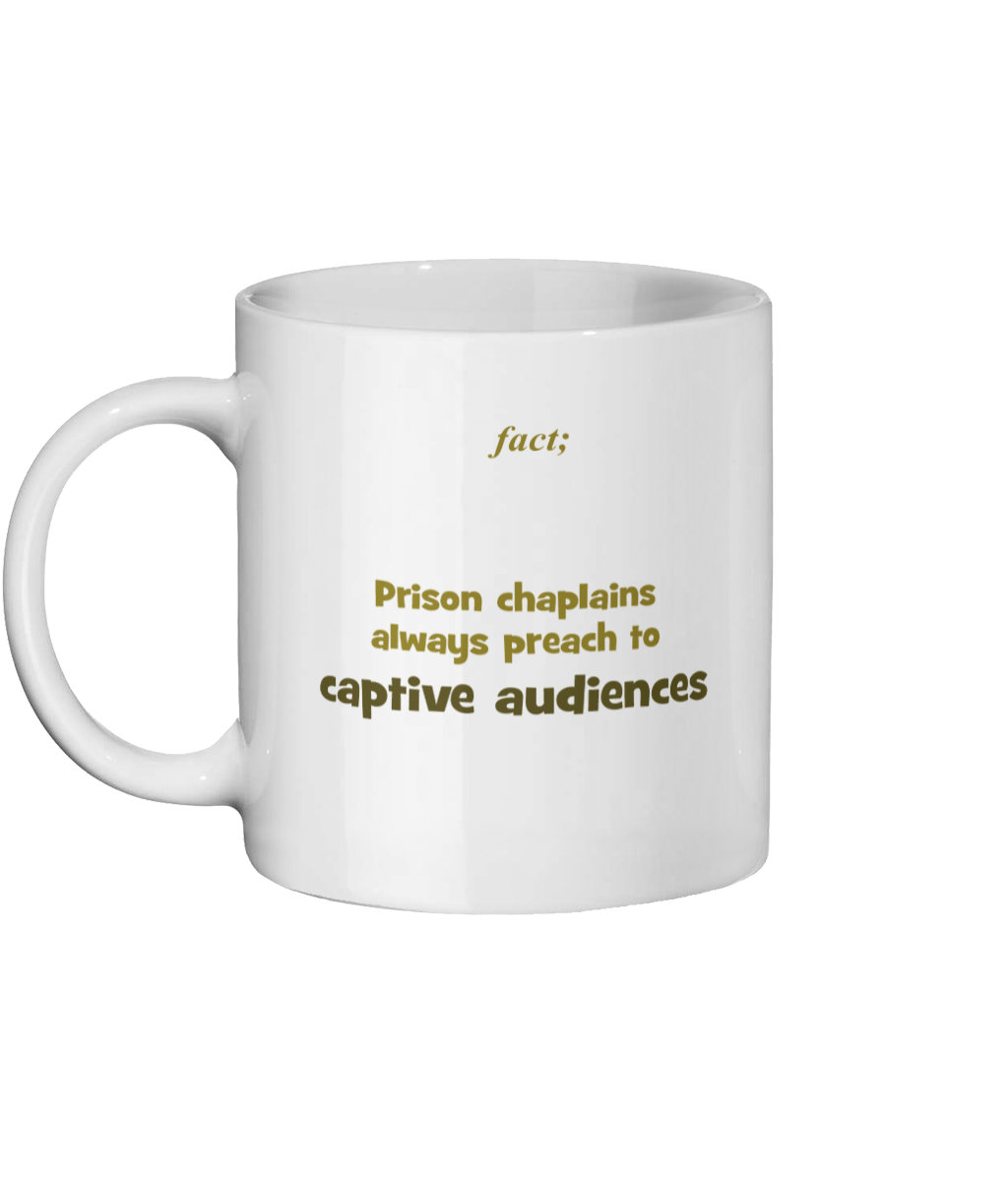 TeesBanter's tweet photo. Excited to share the latest addition to my #etsy shop: Funny ‘Prison Captive Audience’ Captioned White Ceramic Mug – 11oz https://t.co/BPZPOmCZYE #wittybantertees #wittybantermugs #funnymugs #funny https://t.co/yACnO6U4xA