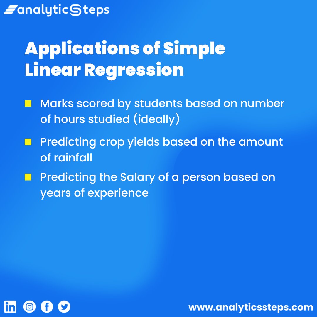AnalyticsSteps's tweet image. Definition of #simplelinearregression with applications and limitations.
#linearregressionanalysis #linearregressionapplication #limitation