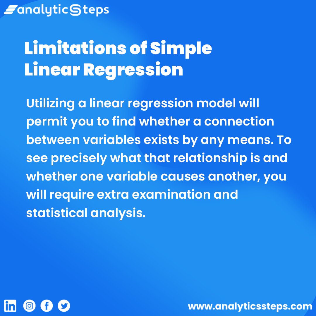 AnalyticsSteps's tweet image. Definition of #simplelinearregression with applications and limitations.
#linearregressionanalysis #linearregressionapplication #limitation