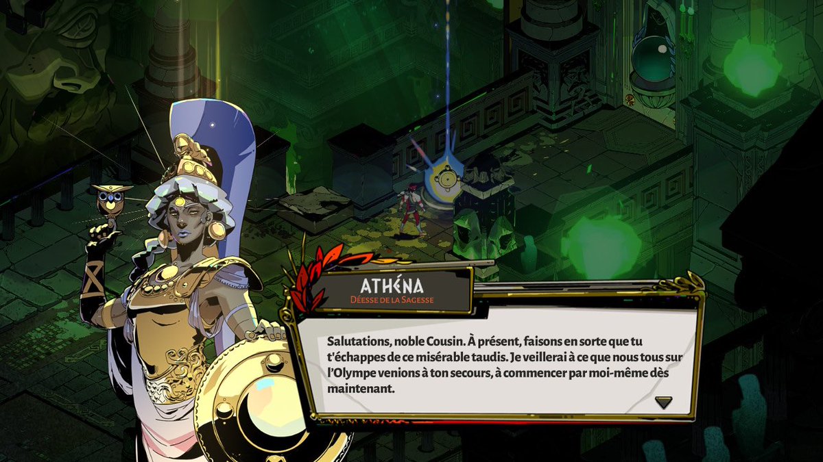 Athena is actually inconsistent! She uses “tu” in some pieces of dialog, “vous” in others. This should have been caught in editing.It’s not criminally bad, nothing really is, but it’s sloppy and causes inconsistent characterization.