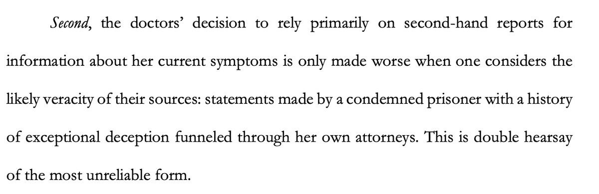 Montgomery’s lawyers report that she is psychotic, out of touch with reality and is having auditory hallucinations. Govt says they can’t be trusted to report her symptoms accurately.