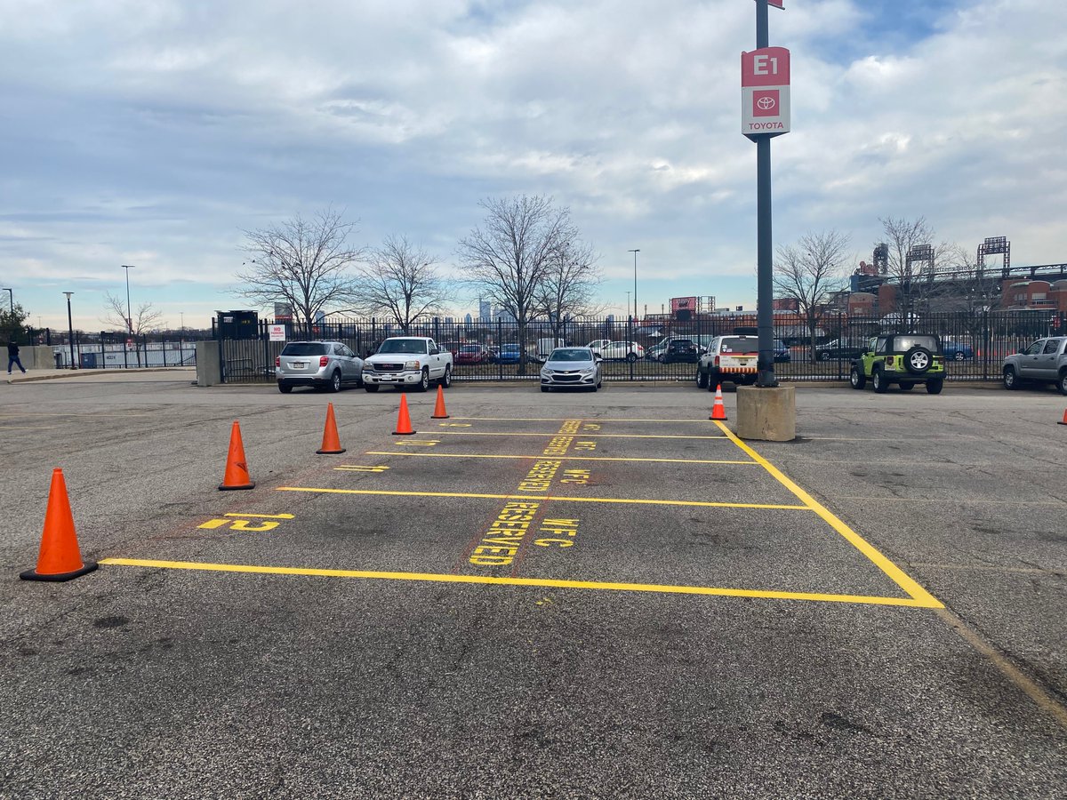 ALLOUTSealcoat's tweet photo. Another employee parking new layout completed in the city of Philadelphia by our team! Starting out the season strong at the Wells Fargo Center! #ALLOUTParkingLots #striping #linestriping #GoAllOut https://t.co/whugvEUuRX